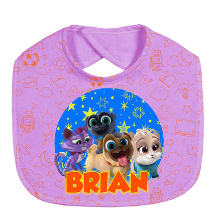 Puppy Dog Pals Baby Bib With Name Custom Gift for Shower Boy Girl Son Daughter