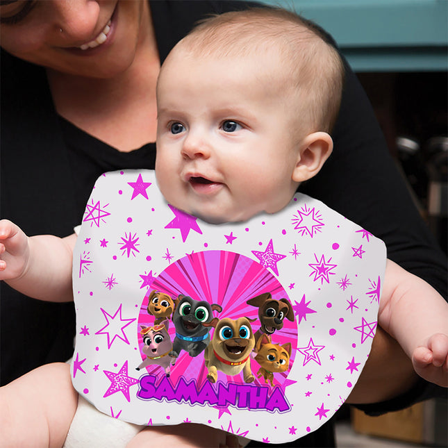 Puppy Dog Pals Baby Bib With Name Custom Gift for Shower Boy Girl Son Daughter