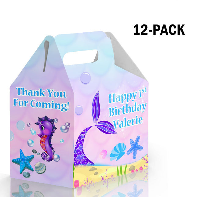 Mermaid Tail Candy Gable Box for Birthday Party Favors 12 Pack - 4.4x4.5in