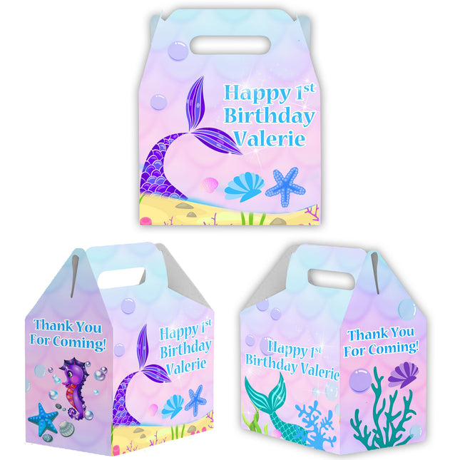 Mermaid Tail Candy Gable Box for Birthday Party Favors 12 Pack - 4.4x4.5in