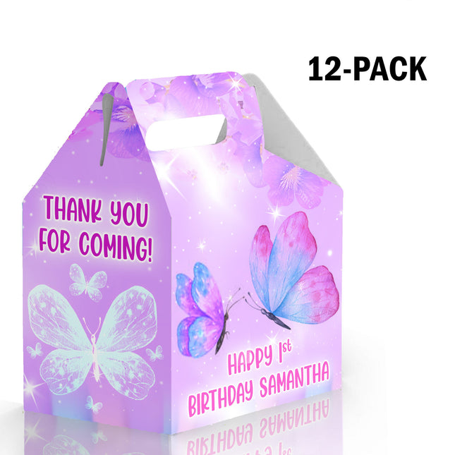 Butterflies Candy Gable Box for Birthday Party Favors 12 Pack - 4.4x4.5in