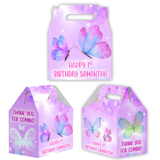 Butterflies Candy Gable Box for Birthday Party Favors 12 Pack - 4.4x4.5in