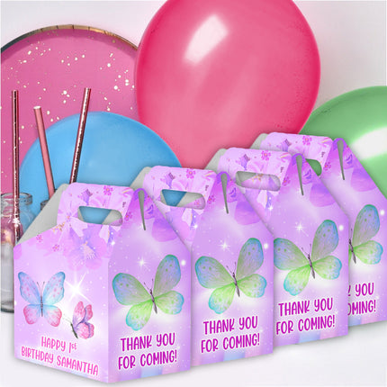 Butterflies Candy Gable Box for Birthday Party Favors 12 Pack - 4.4x4.5in