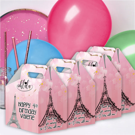 Paris Candy Gable Box for Birthday Party Favors 12 Pack - 4.4x4.5in