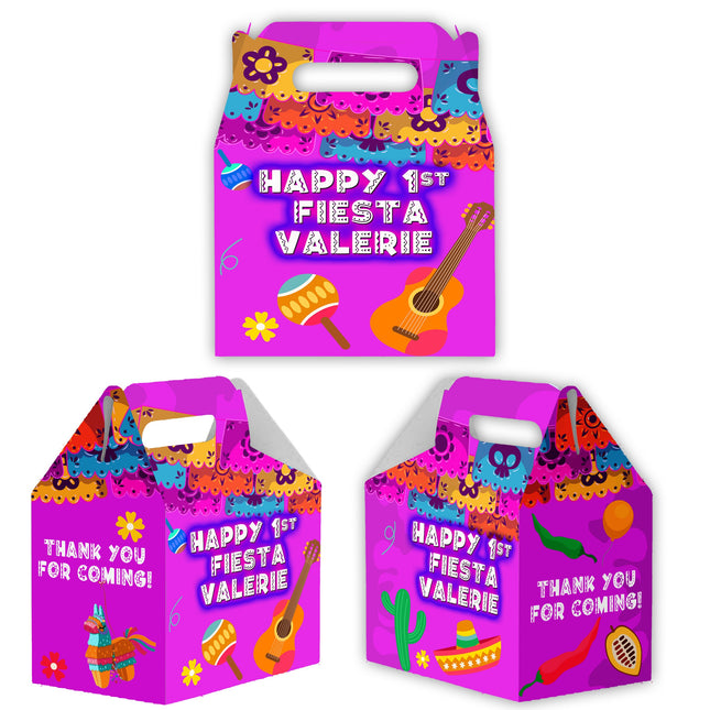 Fiesta Candy Gable Box for Birthday Party Favors 12 Pack - 4.4x4.5in