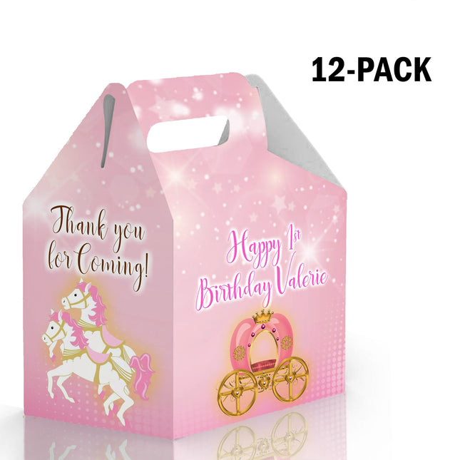 Carousel Candy Gable Box for Birthday Party Favors 12 Pack - 4.4x4.5in Girl