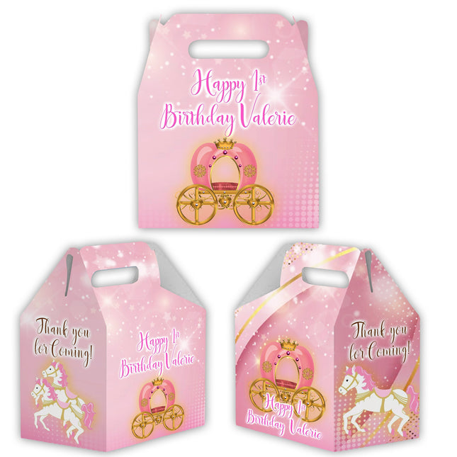 Carousel Candy Gable Box for Birthday Party Favors 12 Pack - 4.4x4.5in Girl