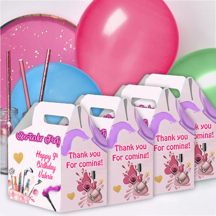 Spa Party Candy Gable Box for Birthday Party Favors 12 Pack - 4.4x4.5in