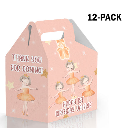 Ballerina Candy Gable Box for Birthday Party Favors 12 Pack - 4.4x4.5in