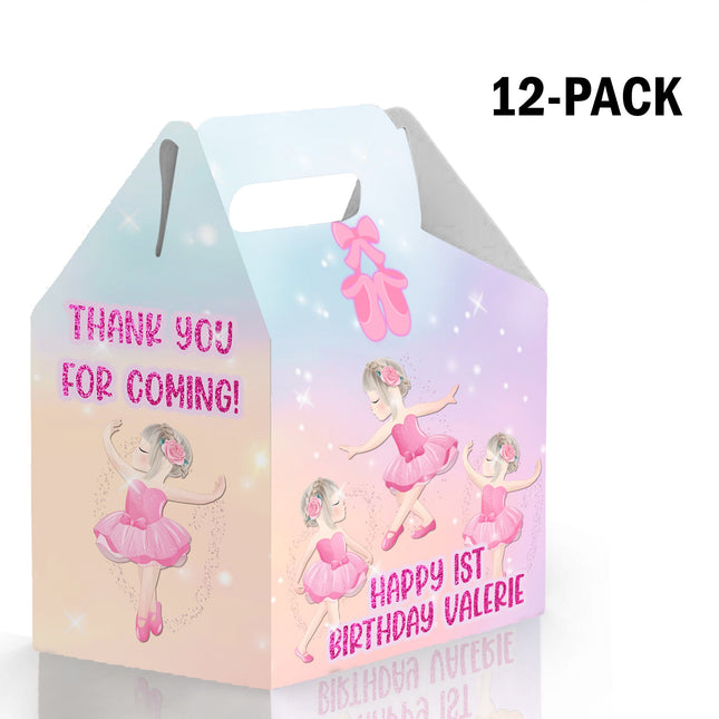 Bailarina Candy Gable Box for Birthday Party Favors 12 Pack - 4.4x4.5in