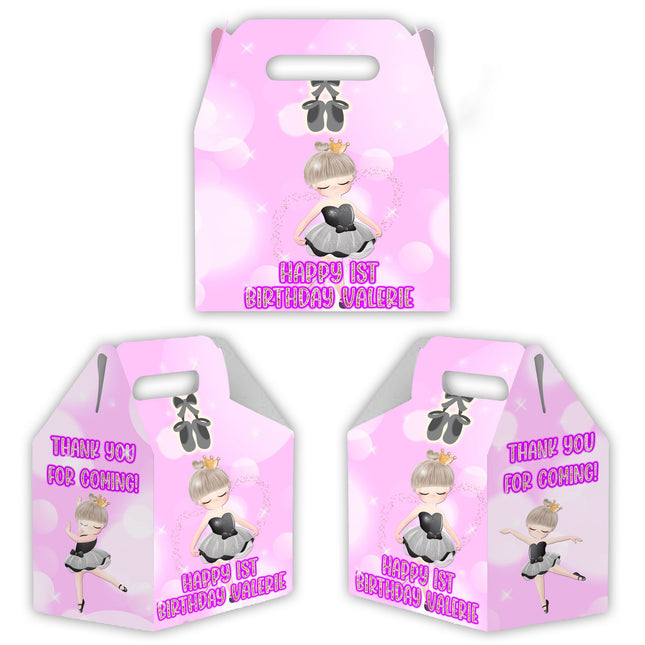 Ballerina Candy Gable Box for Birthday Party Favors 12 Pack - 4.4x4.5in