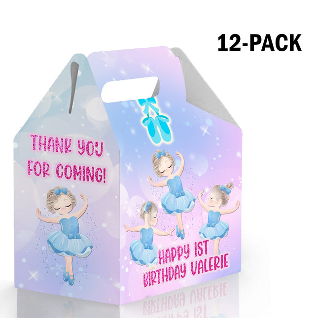 Ballerina Candy Gable Box for Birthday Party Favors 12 Pack - 4.4x4.5in
