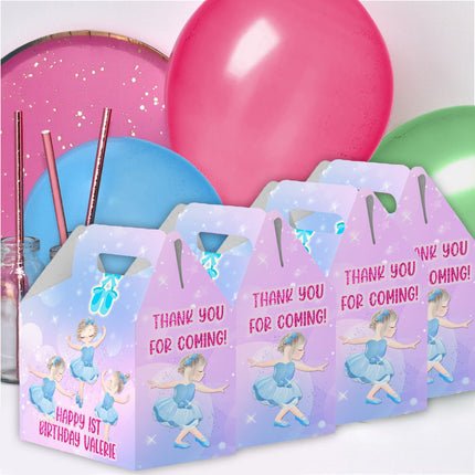 Ballerina Candy Gable Box for Birthday Party Favors 12 Pack - 4.4x4.5in
