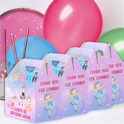 Ballerina Candy Gable Box for Birthday Party Favors 12 Pack - 4.4x4.5in