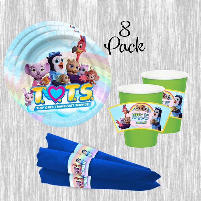 TOTS Cake Plates, Cups and Napkins Set - 8pk (24pieces) - Personalized