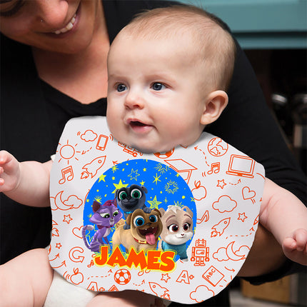Puppy Dog Pals Baby Bib With Name Custom Gift for Shower Boy Girl Son Daughter