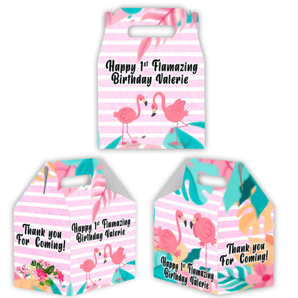 Flamingo Candy Gable Box for Birthday Party Favors 12 Pack - 4.4x4.5in