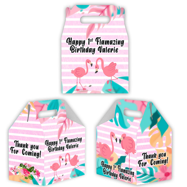 Flamingo Candy Gable Box for Birthday Party Favors 12 Pack - 4.4x4.5in