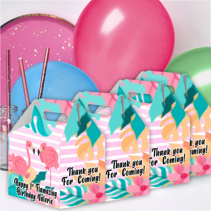 Flamingo Candy Gable Box for Birthday Party Favors 12 Pack - 4.4x4.5in