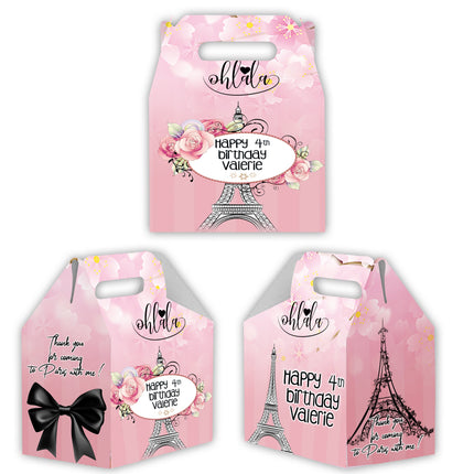 Paris Candy Gable Box for Birthday Party Favors 12 Pack - 4.4x4.5in