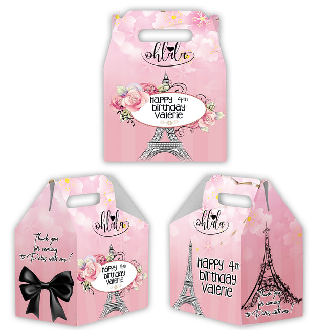 Paris Candy Gable Box for Birthday Party Favors 12 Pack - 4.4x4.5in