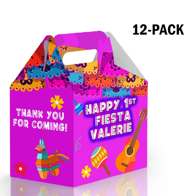 Fiesta Candy Gable Box for Birthday Party Favors 12 Pack - 4.4x4.5in