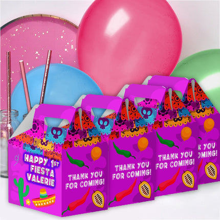 Fiesta Candy Gable Box for Birthday Party Favors 12 Pack - 4.4x4.5in