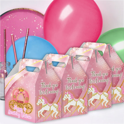 Carousel Candy Gable Box for Birthday Party Favors 12 Pack - 4.4x4.5in Girl