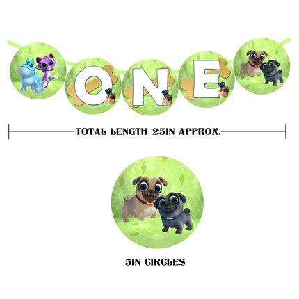 Puppy Dog pals First Birthday Banner for Baby High Chair with Ribbon Included #green