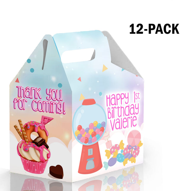 Candyland Candy Gable Box for Birthday Party Favors 12 Pack - 4.4x4.5in