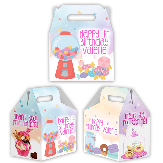 Candyland Candy Gable Box for Birthday Party Favors 12 Pack - 4.4x4.5in
