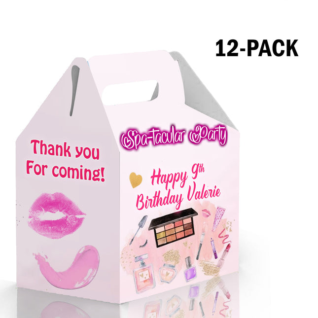 Spa Party Candy Gable Box for Birthday Party Favors 12 Pack - 4.4x4.5in