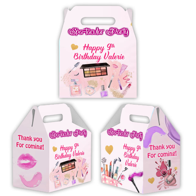 Spa Party Candy Gable Box for Birthday Party Favors 12 Pack - 4.4x4.5in