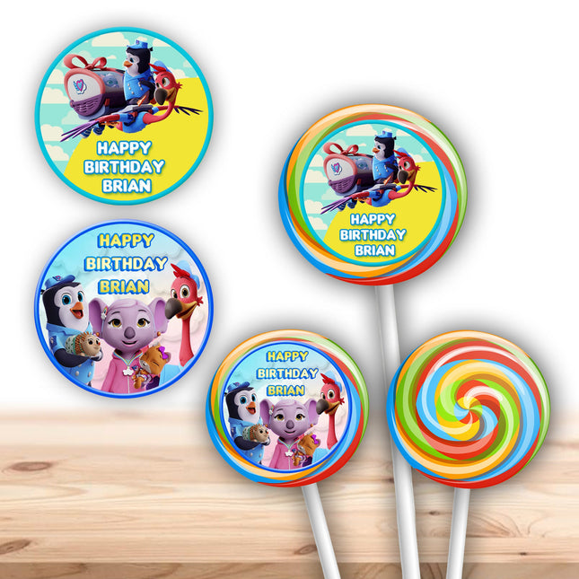 TOTS Stickers for Birthday Party Decor Lollipops Candy Favors| 12 pack Round Labels