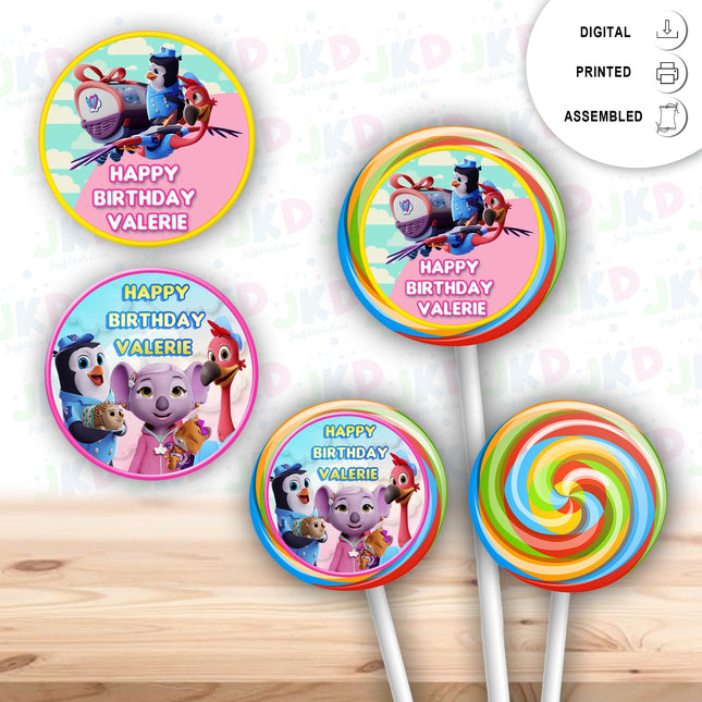 TOTS Stickers for Birthday Party Decor Lollipops Candy Favors| 12 pack Round Labels #pink