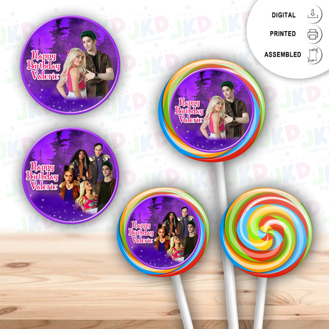 Zombies Stickers for Birthday Party Decor Lollipops Candy Favors| 12 pack Round Labels