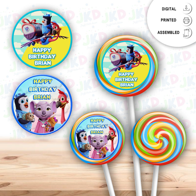 TOTS Stickers for Birthday Party Decor Lollipops Candy Favors| 12 pack Round Labels