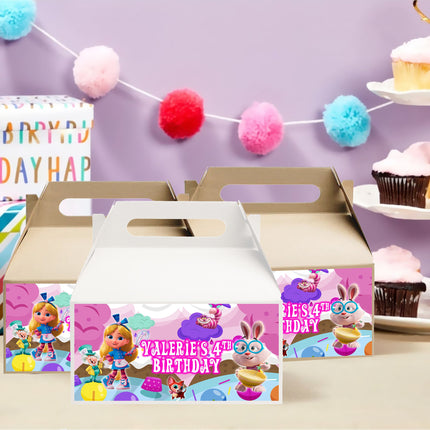 Alice Bakery Gable Box Labels | 12-Pack Stickers | Size 6x3.25in