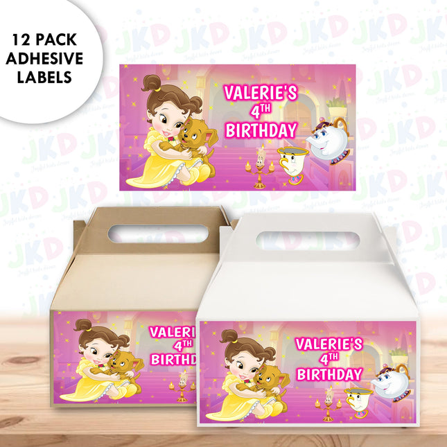 Baby Belle Gable Box Labels | 12-Pack Stickers | Size 6x3.25in