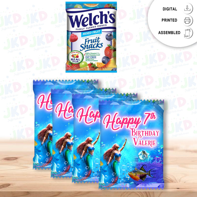 The Little Mermaid Live Fruit Snack Label Sticker for Kids Birthday Party Favor Decor Custom Physical Product