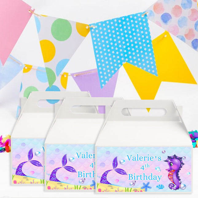 Mermaid Tail Gable Box Labels | 12-Pack Stickers | Size 6x3.25in
