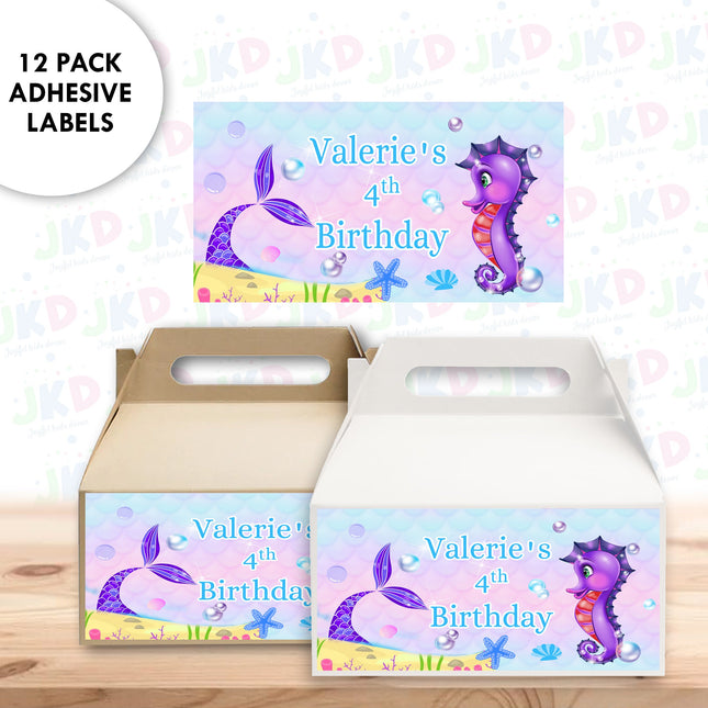 Mermaid Tail Gable Box Labels | 12-Pack Stickers | Size 6x3.25in
