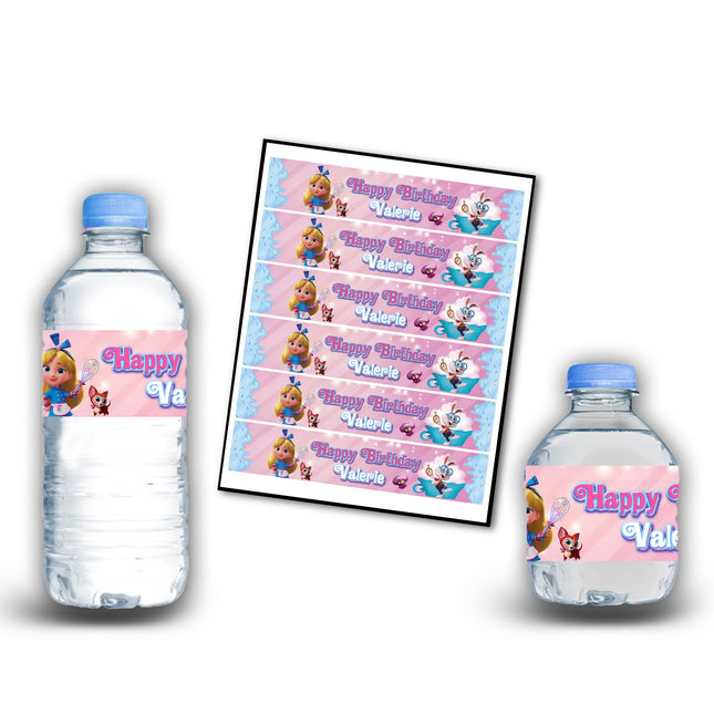 Alice Bakery Bottle Labels | 12-Pack Waterproof Stickers | Ideal for 16.9oz & 8 fl oz Bottles