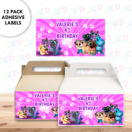Puppy Dog Pals Gable Box Labels | 12-Pack Stickers | Size 6x3.25in