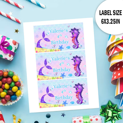 Mermaid Tail Gable Box Labels | 12-Pack Stickers | Size 6x3.25in