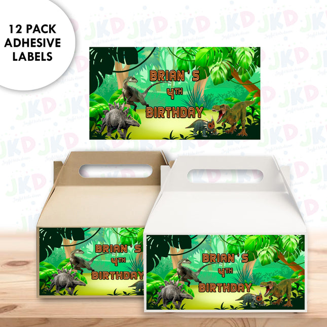 Dinosaurs Gable Box Labels | 12-Pack Stickers | Size 6x3.25in