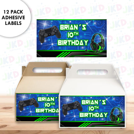 VideoGame Gable Box Labels | 12-Pack Stickers | Size 6x3.25in