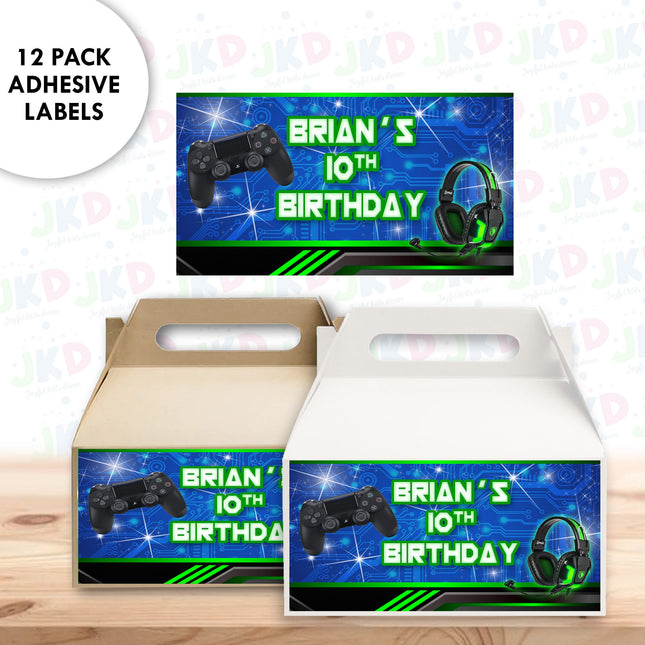 VideoGame Gable Box Labels | 12-Pack Stickers | Size 6x3.25in