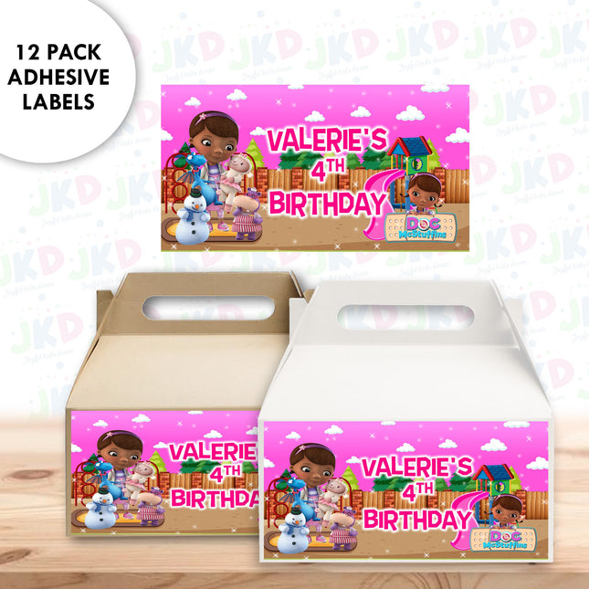 Doc McStuffins Gable Box Labels | 12-Pack Stickers | Size 6x3.25in