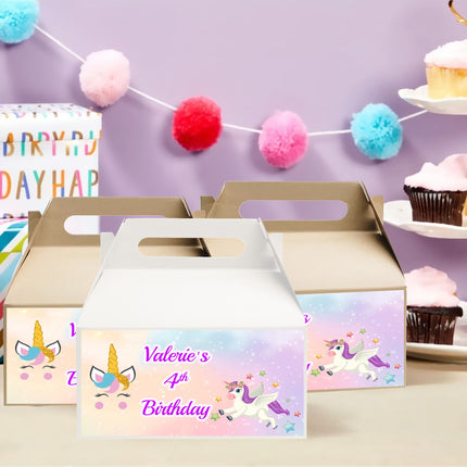 Unicorn Gable Box Labels | 12-Pack Stickers | Size 6x3.25in